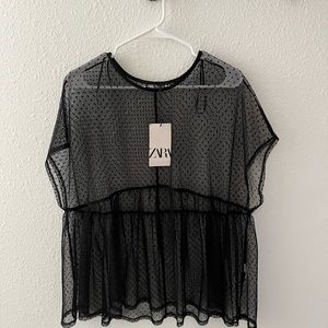 NWT Zara Sheer Top M
